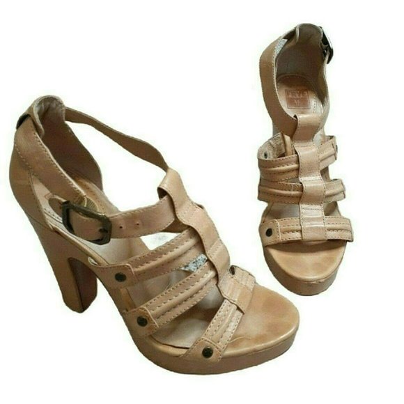 Frye Leather Catrin Trapunto Strappy Heels 9 - Picture 2 of 10